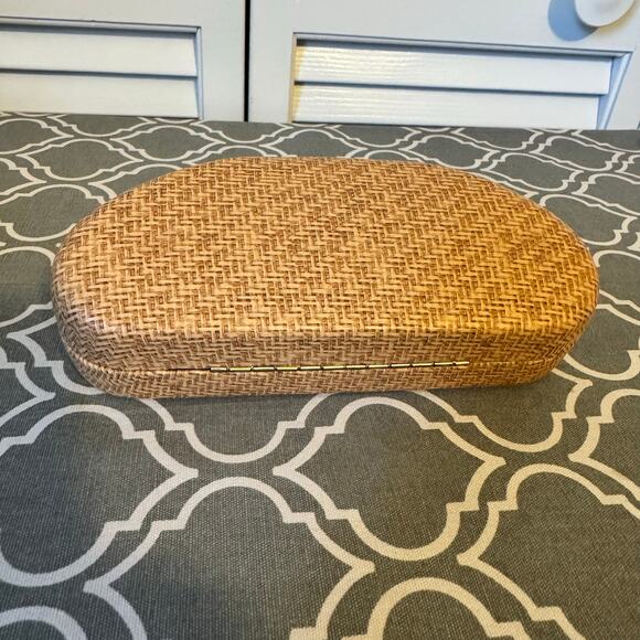 Maui Jim woven faux bamboo sunglasses hard shell clamshell case Unisex Brown - Picture 4 of 9